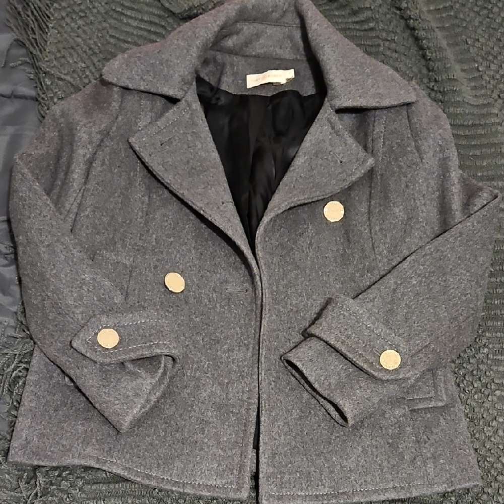 Tory Burch Women's Gray Wool Blend Peacoat Size Small (1200 MSRP)